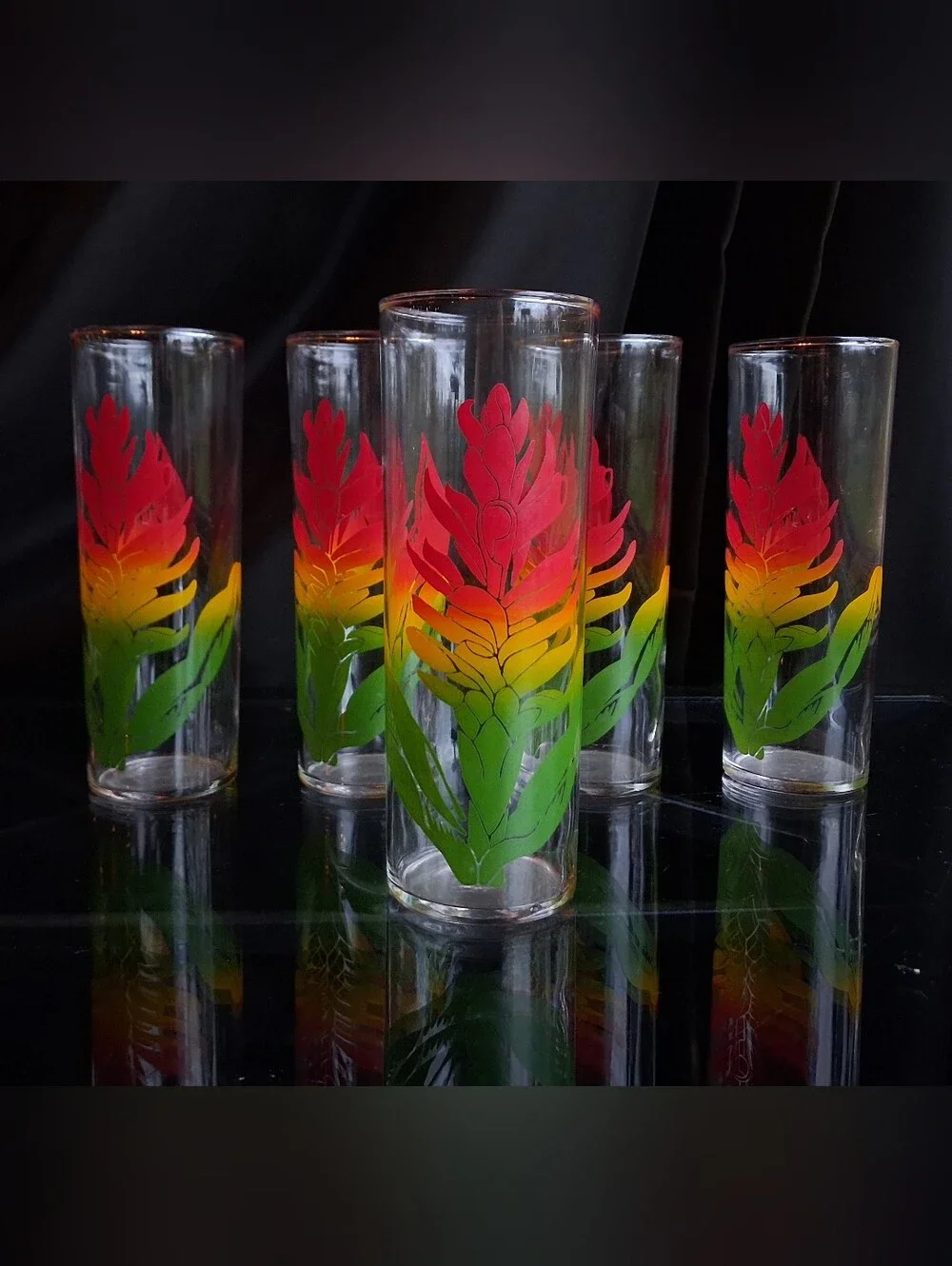 Vintage Highball Flute Cocktail Glass Set